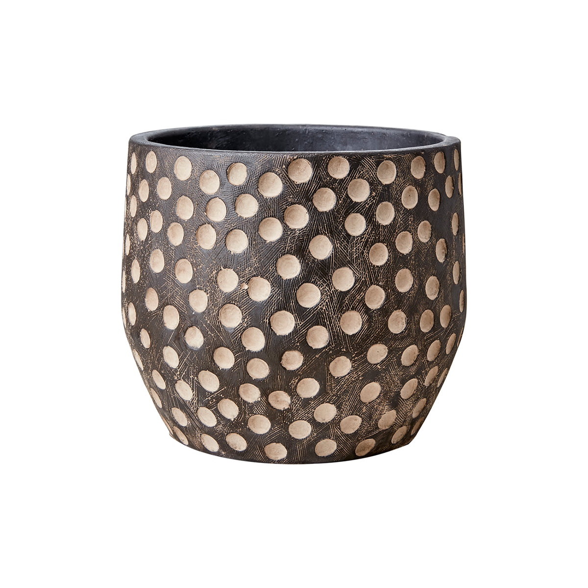 Maceta Camille M, Negro/Café, Ø14xH13