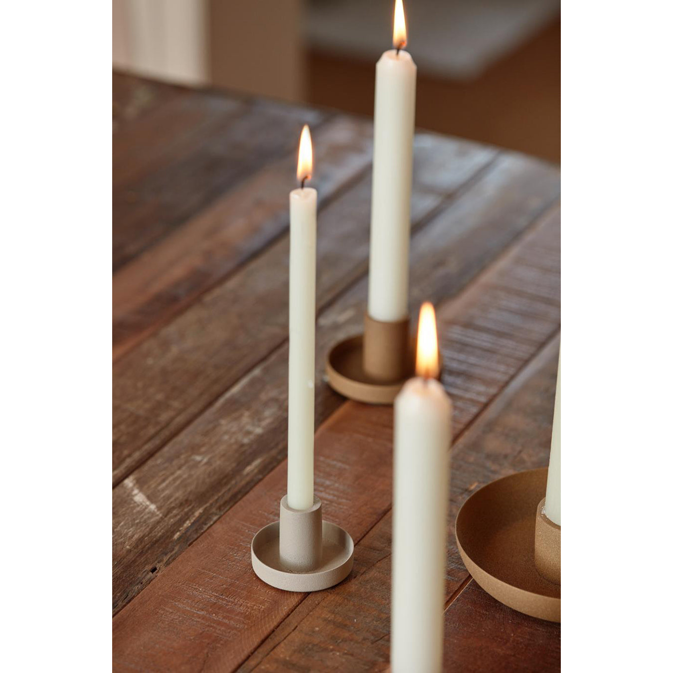 Candelabro Metálico Taper Gris Ceniza Small
