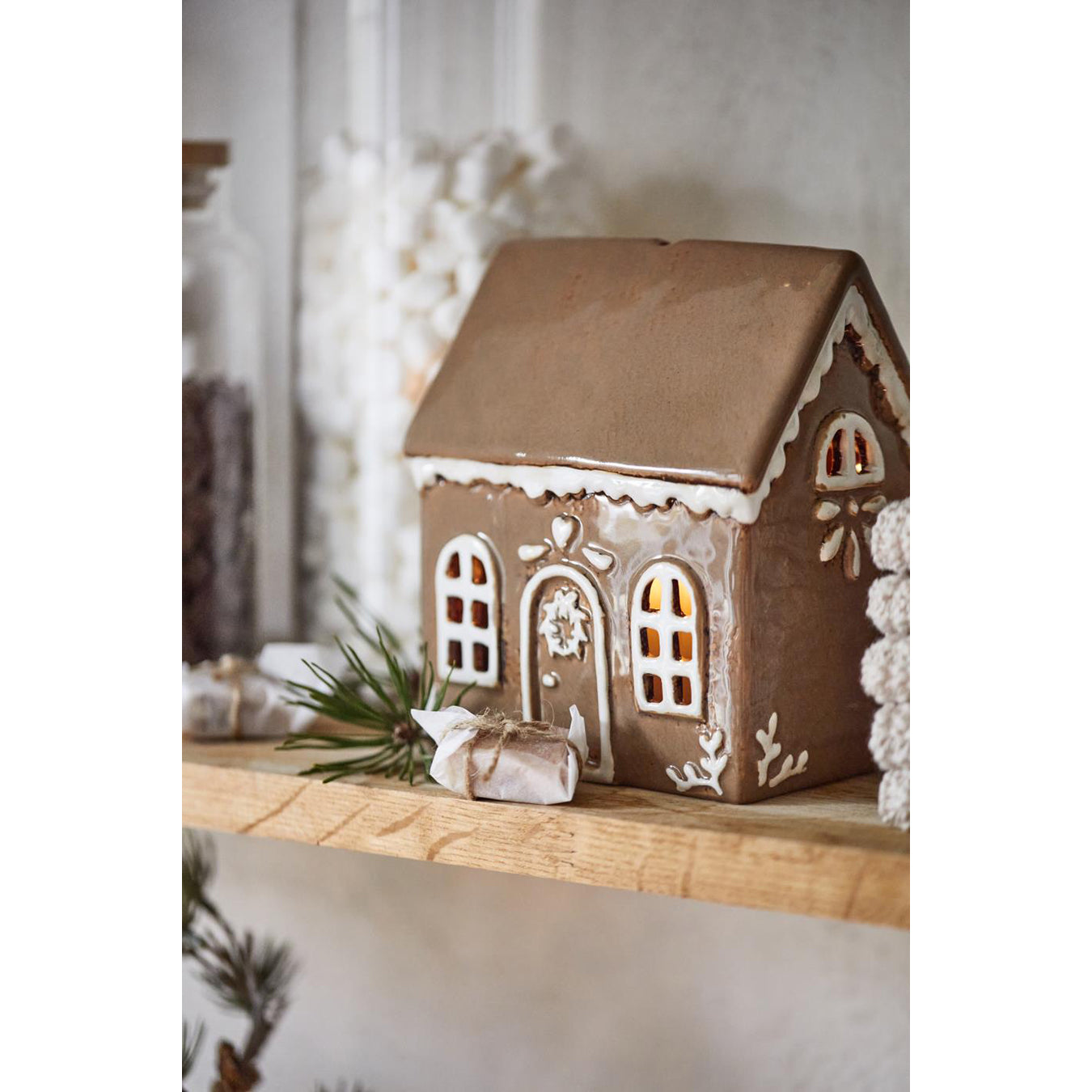 Casa para Velas, Gingerbread Puerta Guirnaldas