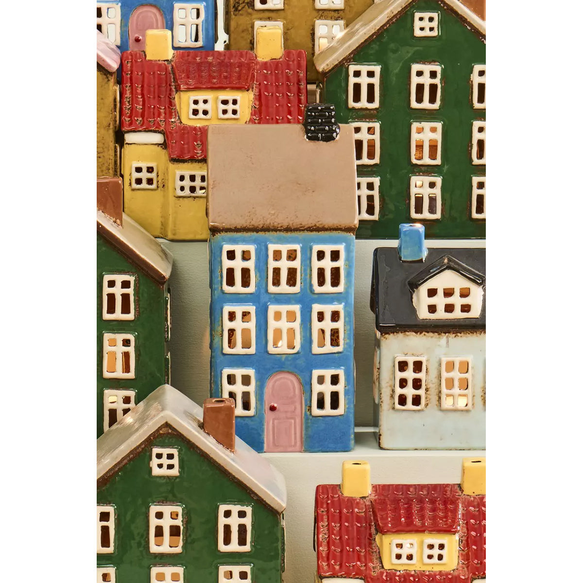 Casa para Velas Nyhavn Azul y Techo Café