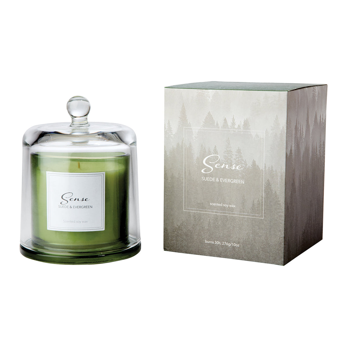 Vela Aromática SENSE Suede & Evergreen, Verde con Campana