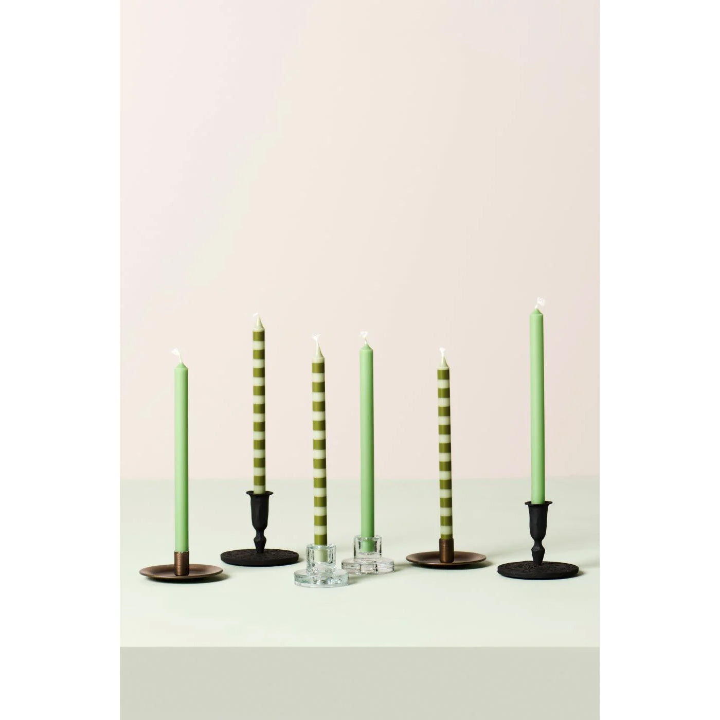 Vela Taper Bicolor Olive/ Verde Ø:1.3 H 20 cm