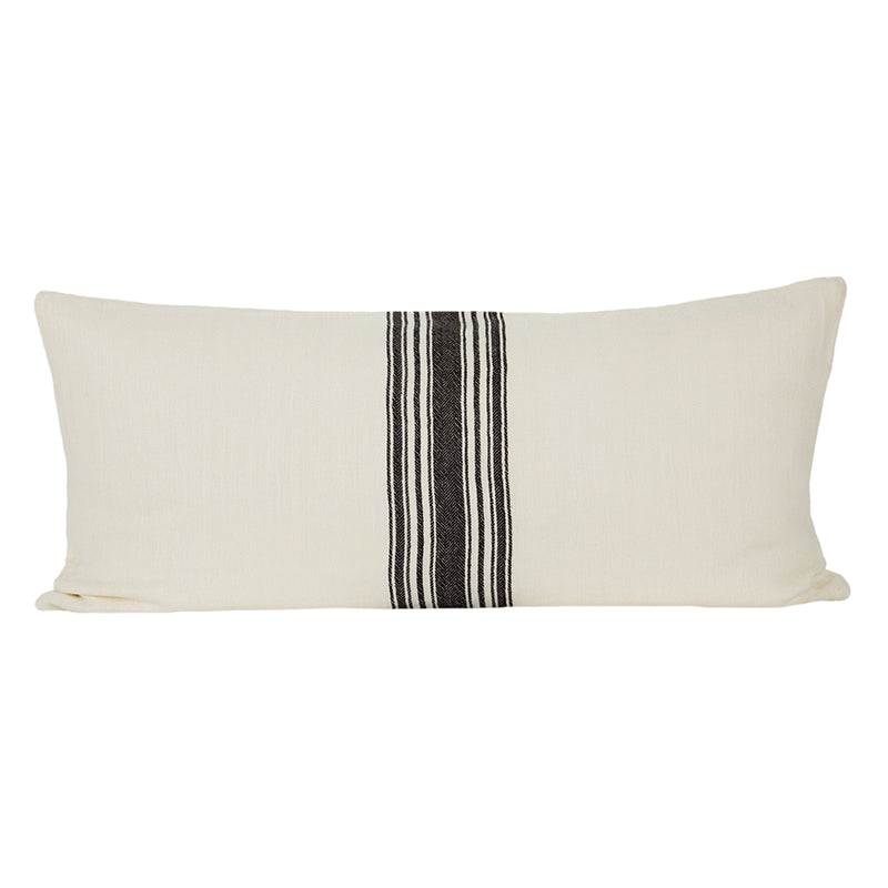 Funda Cojín Lino Amiens Marfil/Negro 55x110 cm