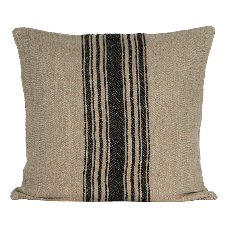 Funda Cojín Lino Amiens Natural/Negro 65x65 cm