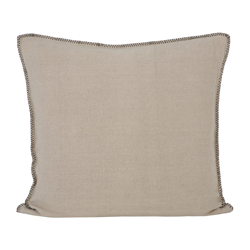Funda Cojín Lino Aube Natural/Negro 65x65 cm