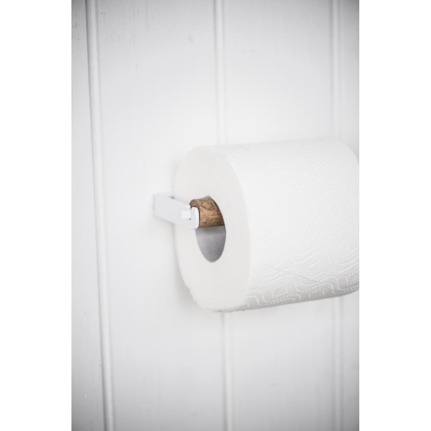 Soporte Papel Higiénico Blanco Recto Barra Madera