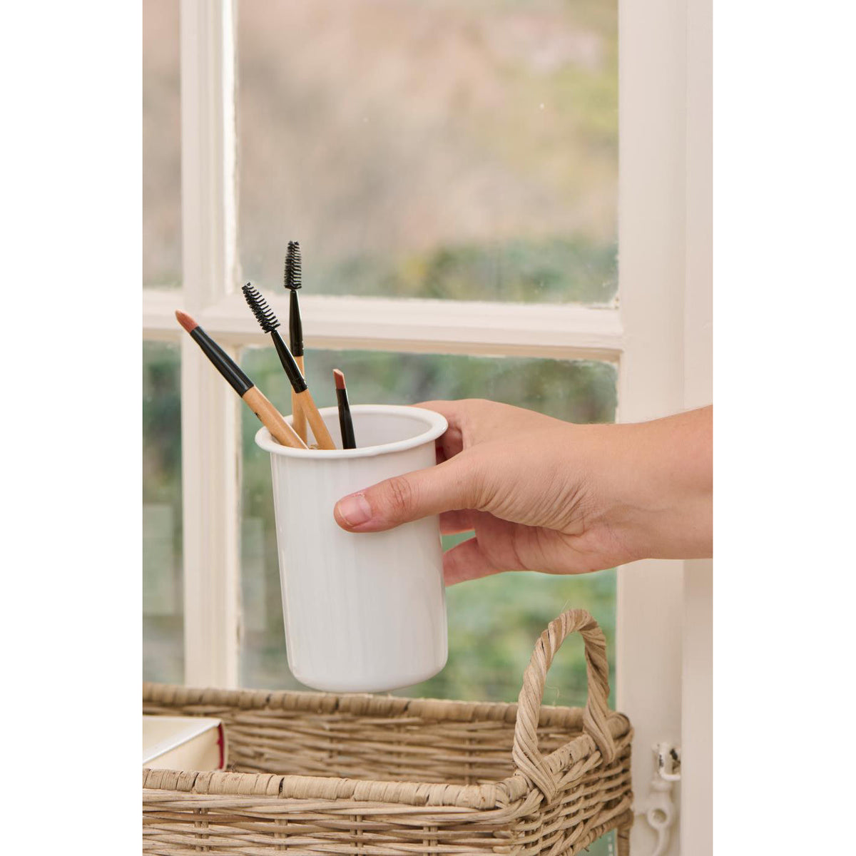 Vaso Esmaltado Blanco H: 12 cm