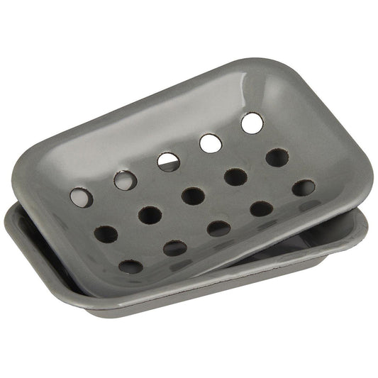 Jabonera Enlozada 2 piezas Gris