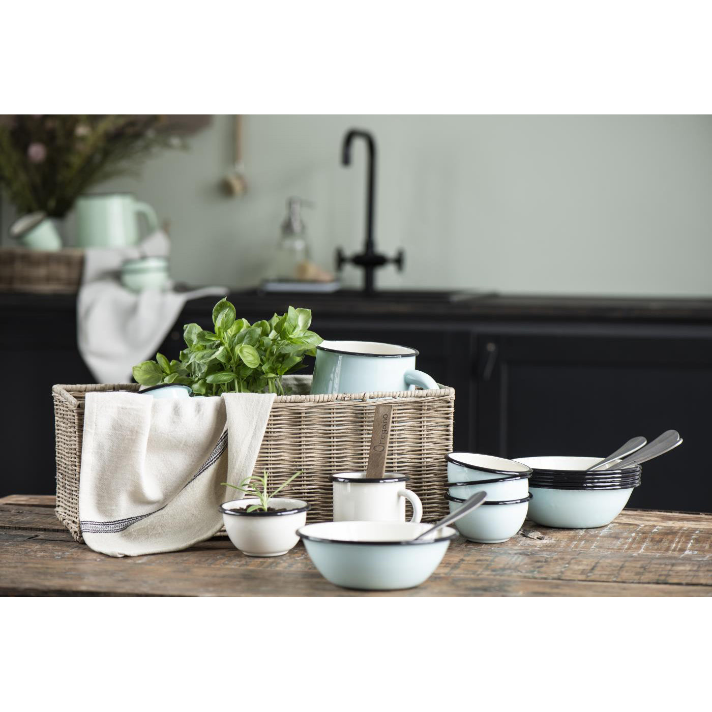 Bowl Enlozado Light Blue / Interior Crema
