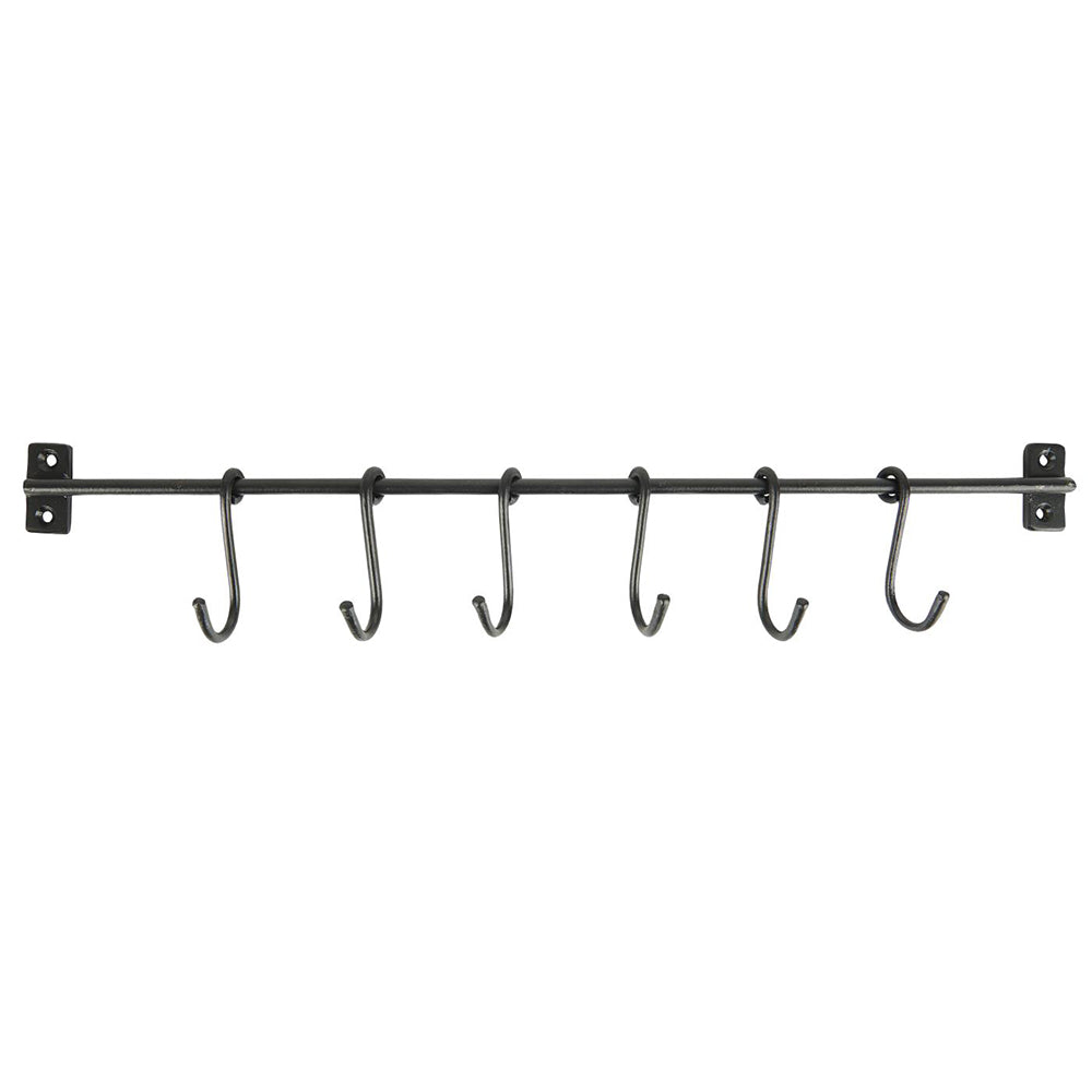 Rack Negro con 6 Ganchos en S