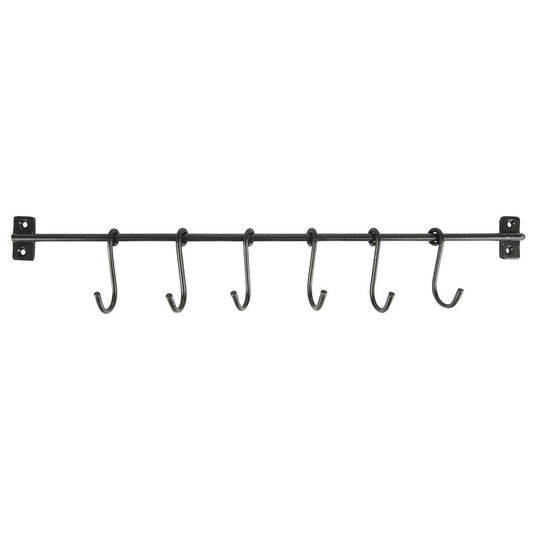 Rack Negro con 6 Ganchos en S