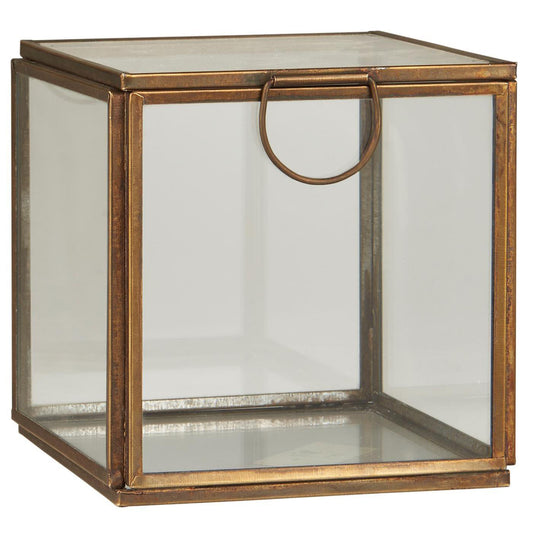 Caja de Vidrio con Manilla color Bronce Envejecido