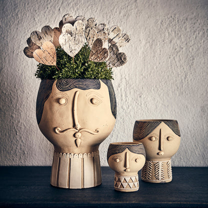 Maceta S, Beige/negro CAMILLE Ø9/13xH16 cm