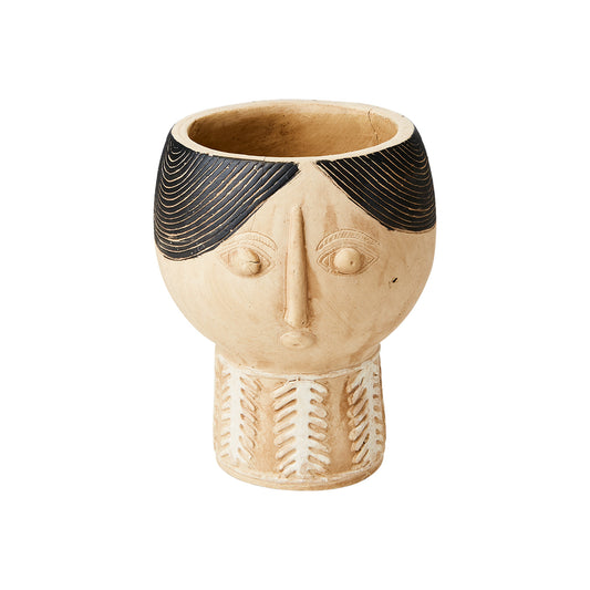 Maceta S, Beige/negro CAMILLE Ø9/13xH16 cm