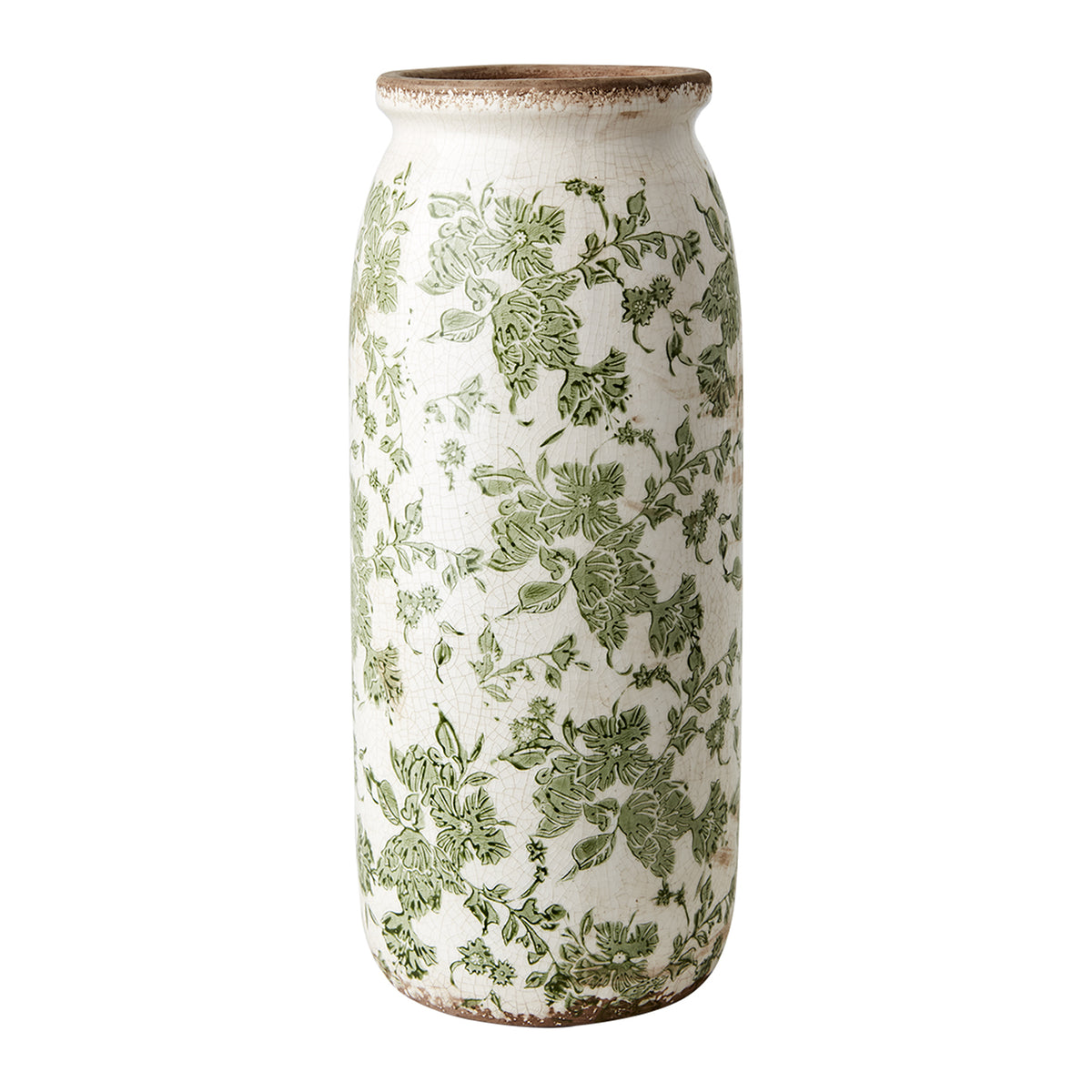 Florero VICTORIA Blanco/Verde, L Ø14/16xH37 cm