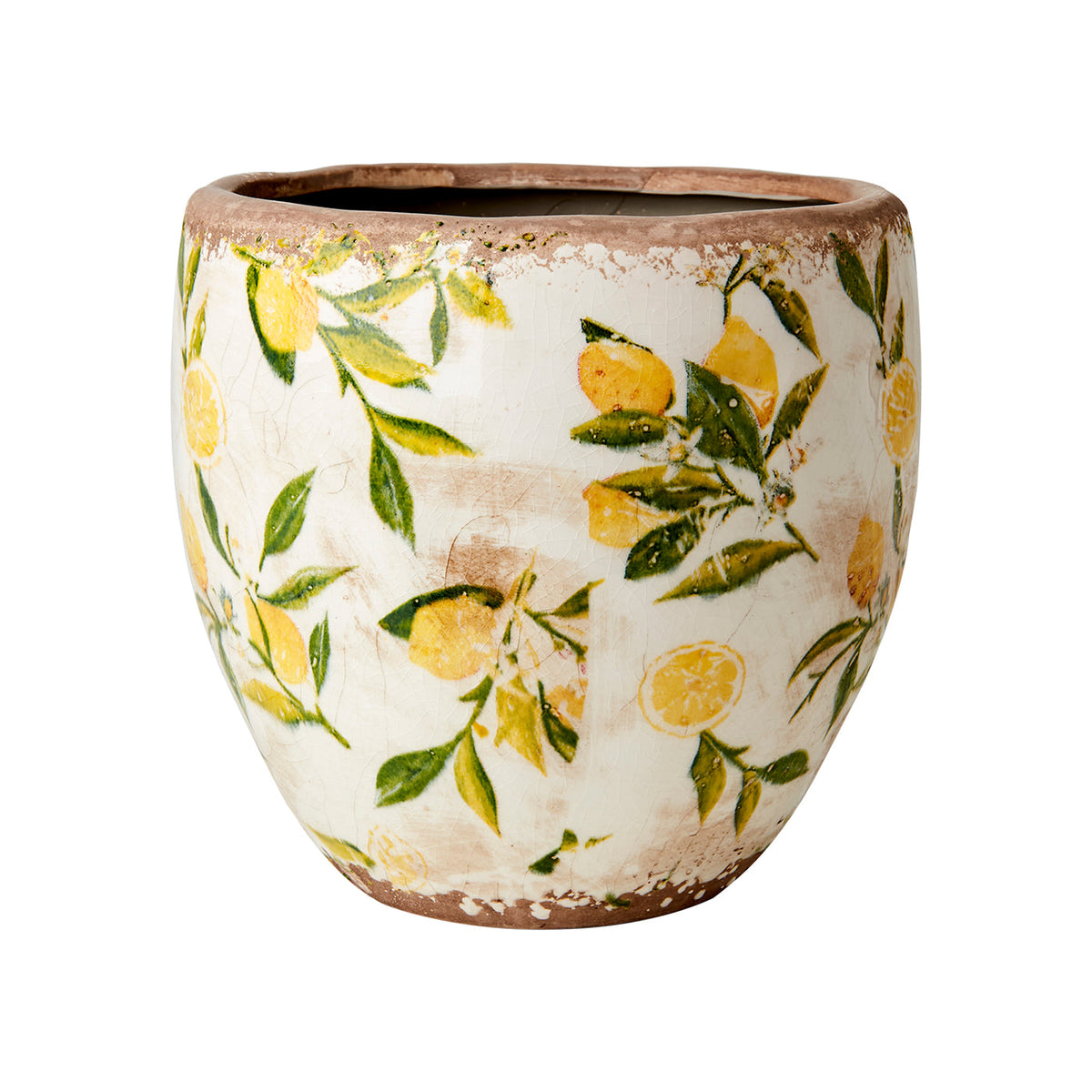 Maceta LEMONA Blanco/Verde/Amarillo H:17 cm