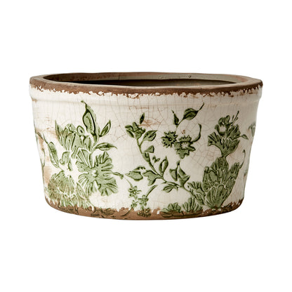 Maceta VICTORIA Blanca/Verde, S Ø14/17xH9 cm