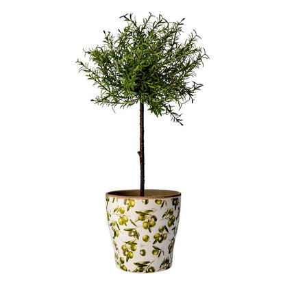Maceta OLIVE Blanco/Verde, Ø14/19xH19 cm