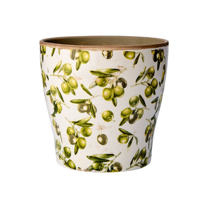 Maceta OLIVE Blanco/Verde, Ø14/19xH19 cm