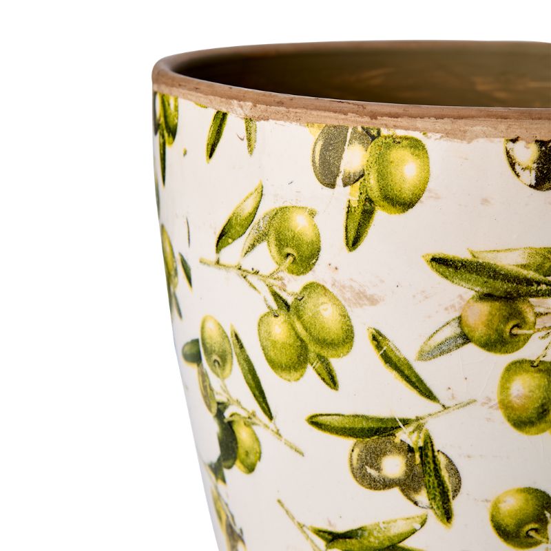 Maceta OLIVE Blanco/Verde, Ø14/19xH19 cm