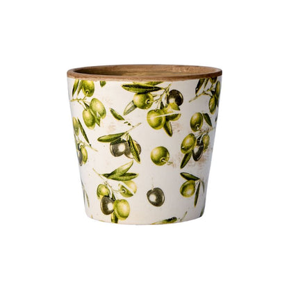 Maceta OLIVE Blanco/Verde, Ø10/14xH13 cm