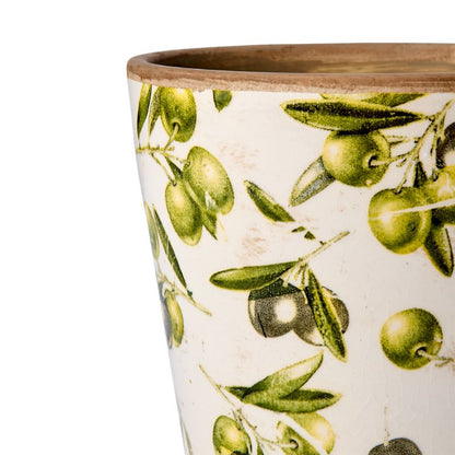 Maceta OLIVE Blanco/Verde, Ø10/14xH13 cm