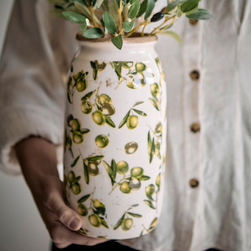 Florero OLIVE Blanco/Verde, Ø11/13xH25 cm