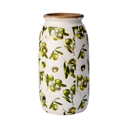 Florero OLIVE Blanco/Verde, Ø11/13xH25 cm