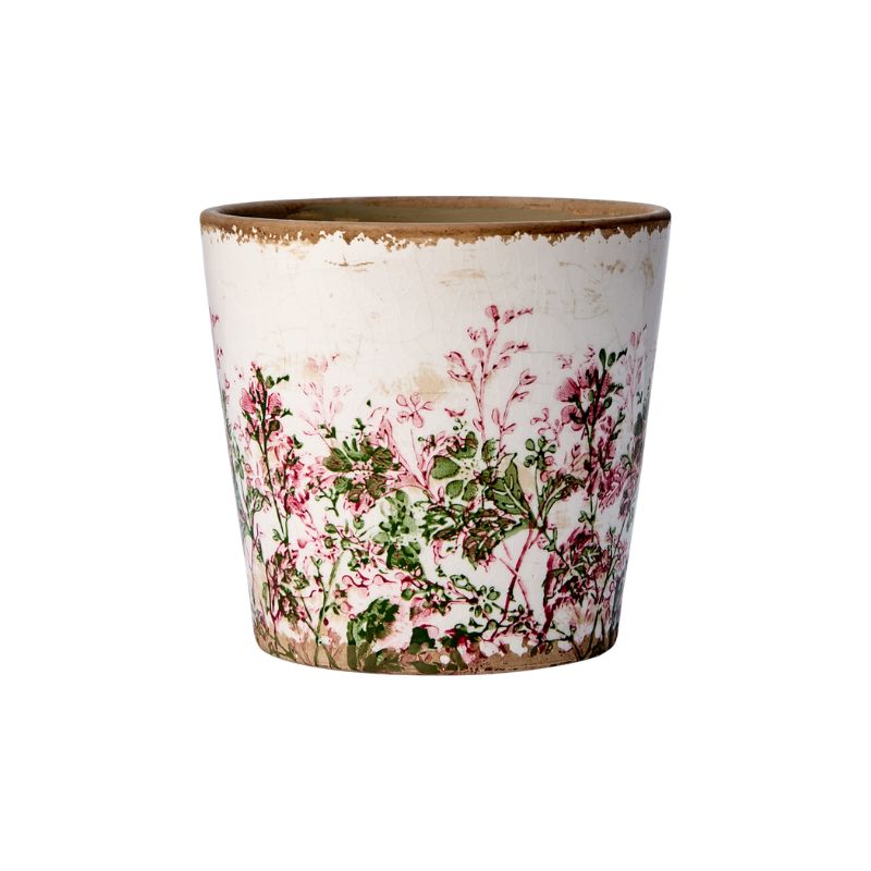 Maceta SPRING Blanco/Verde/Rosa, Ø10/14xH13 cm