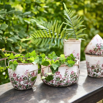 Maceta SPRING Blanco/Verde/Rosa, Ø10/14xH13 cm