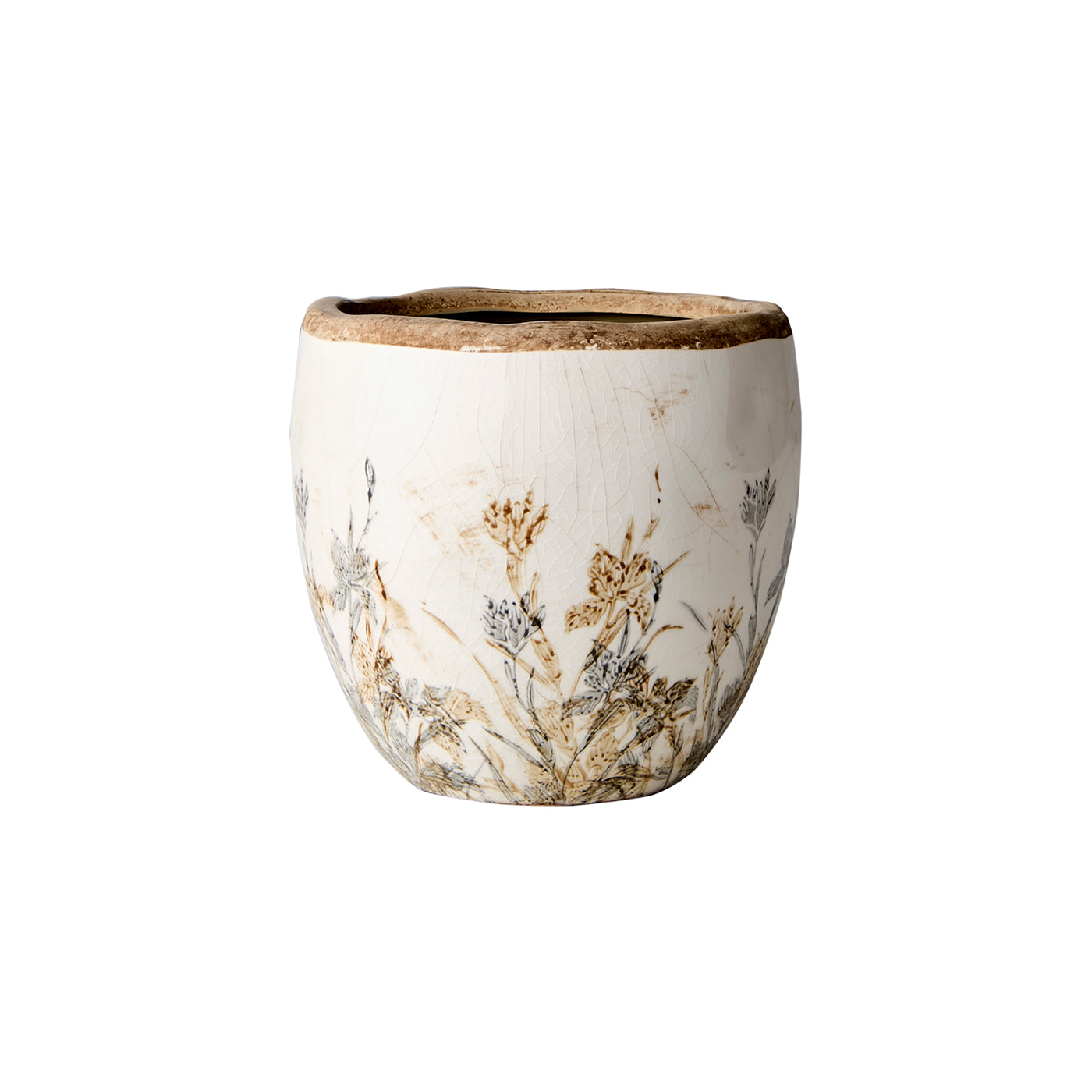 Macetero TUVA , Blanco/lila/beige, Ø14xH14 cm