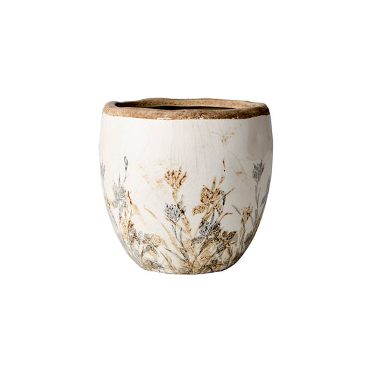 Macetero TUVA , Blanco/lila/beige, Ø14xH14 cm