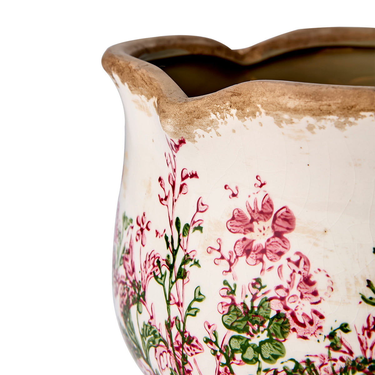 Maceta SPRING Blanco/Verde/Rosa, Ø15/21xH12 cm