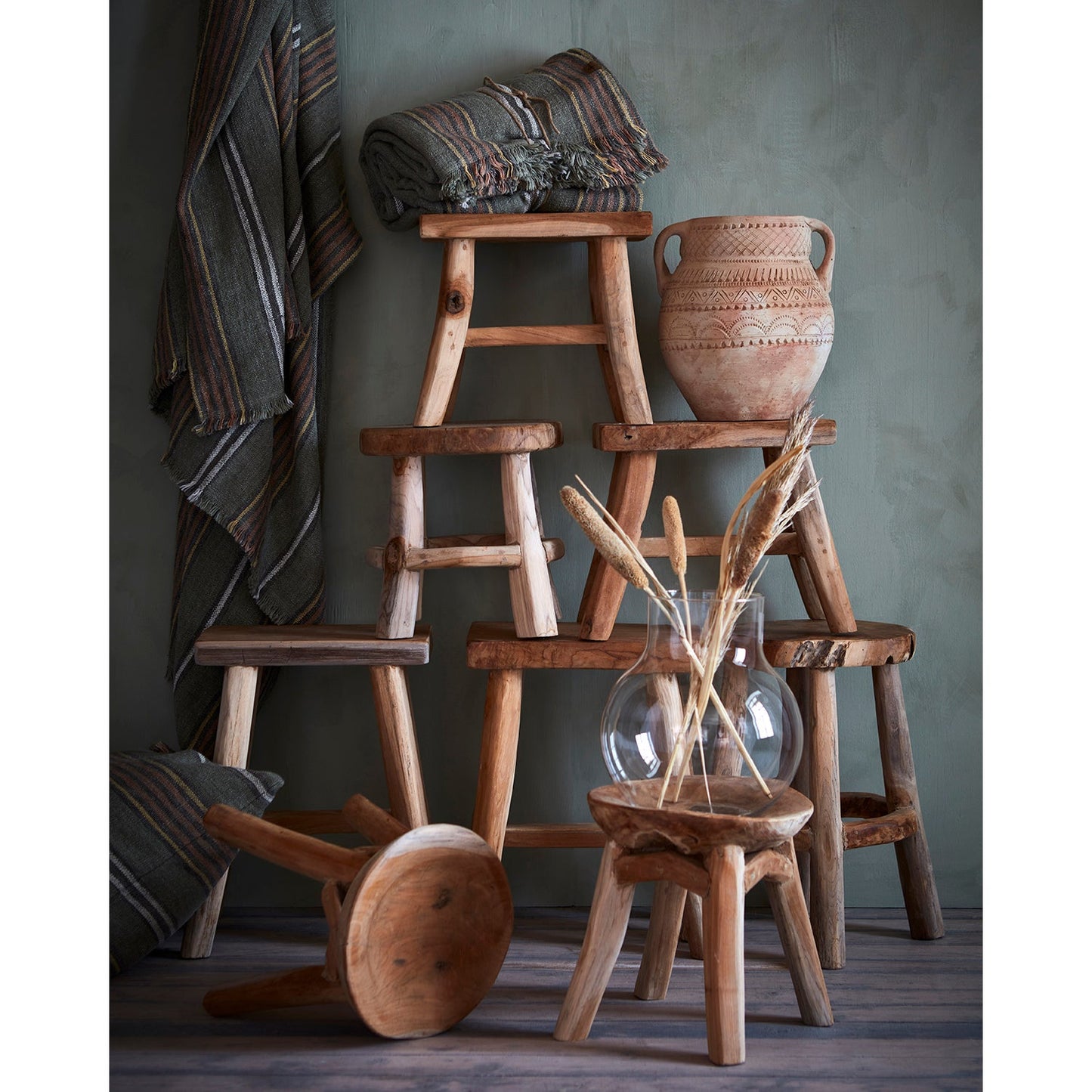 Piso Taburete PALLE Natural Ø38xH45 cm