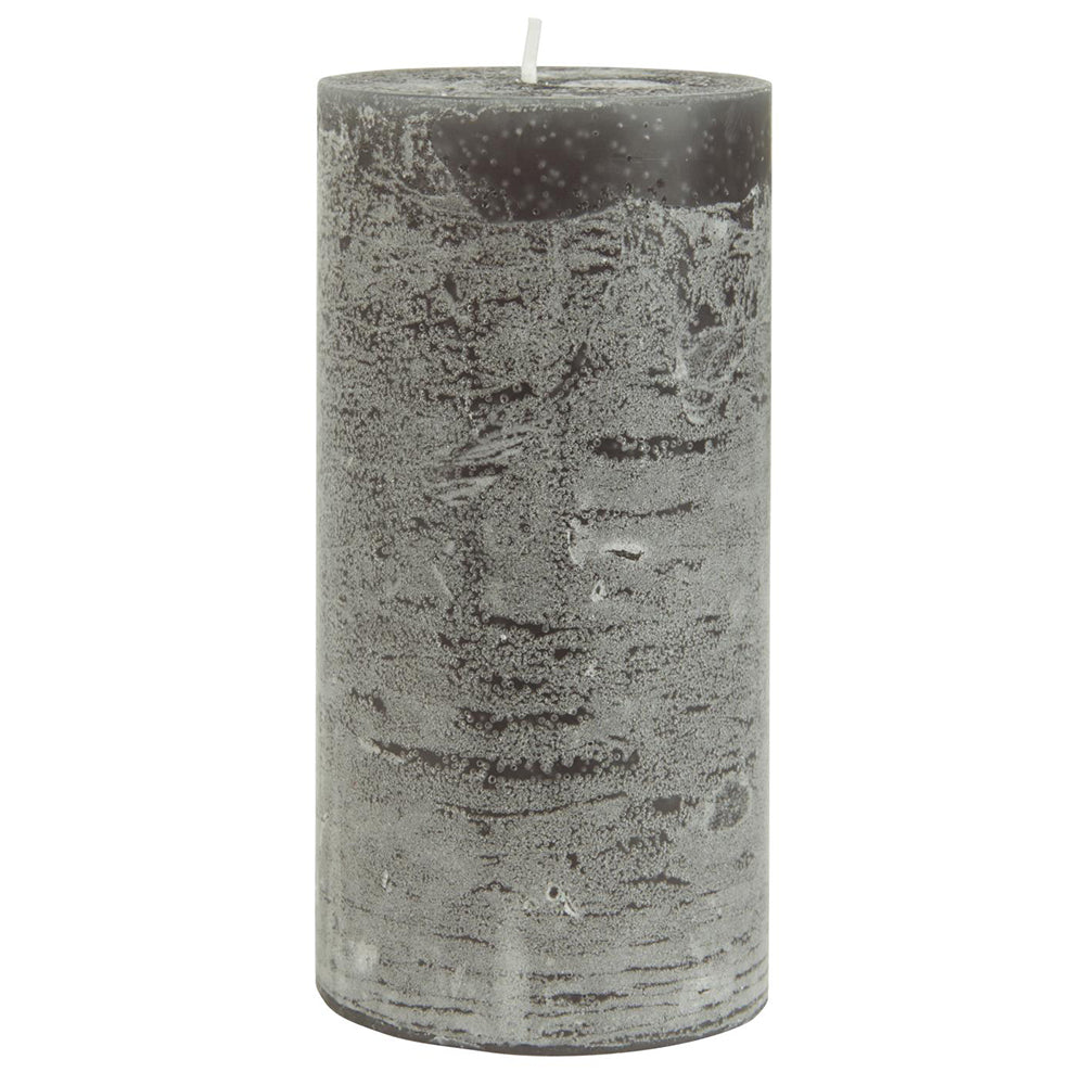 Vela Rústica Gris Oscuro  Ø:7 H:14 cm