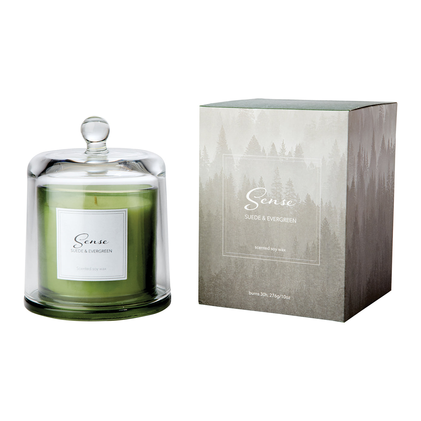 Vela Aromática SENSE Suede & Evergreen, Verde con Campana
