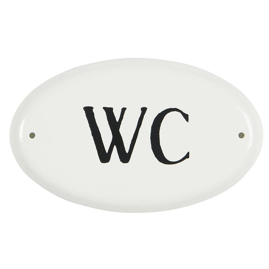 Letrero Blanco de Metal WC