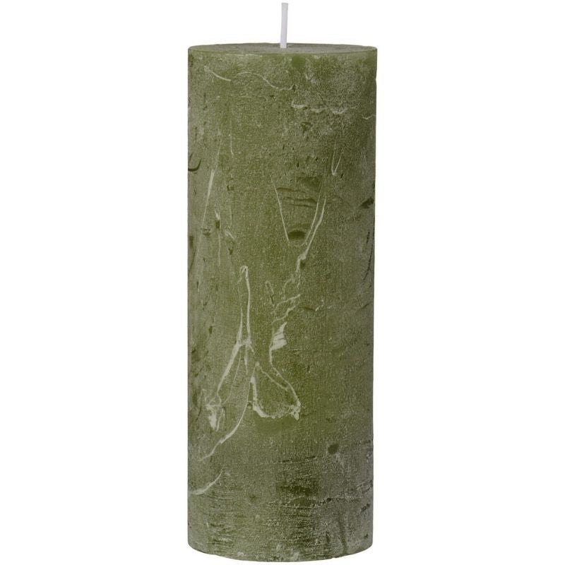 Vela Rústica Olive Green Ø:6.8 H:18 cm