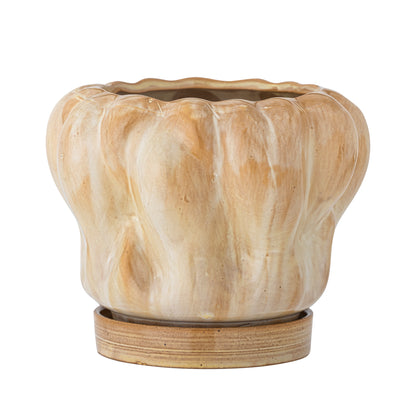 Macetero Hollis Nature con Base, Ø20xH16,5 cm