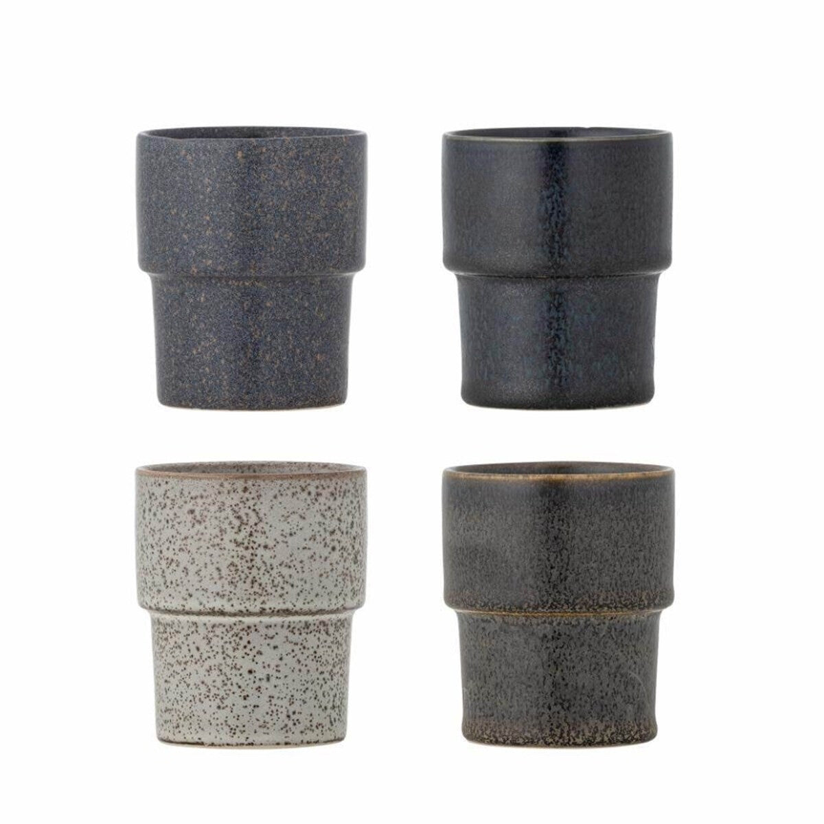 Tazas Ewan Gris, Set de 4, Ø7,5xH9 cm
