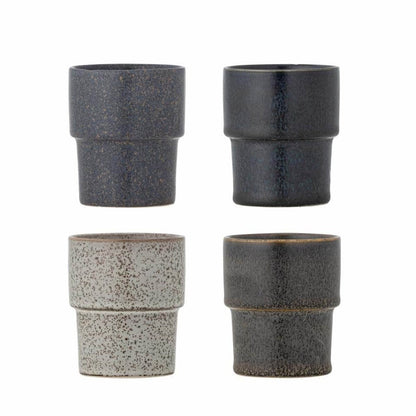 Tazas Ewan Gris, Set de 4, Ø7,5xH9 cm
