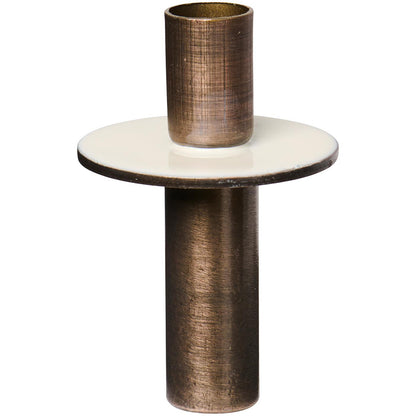 Candelabro Metálico Bicolor Crema Vela Taper Para Botella, H: 6,7 Ø: 4,3 cm