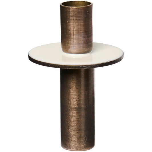 Candelabro Metálico Bicolor Crema Vela Taper Para Botella, H: 6,7 Ø: 4,3 cm
