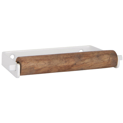 Soporte Papel Higiénico Blanco Recto Barra Madera