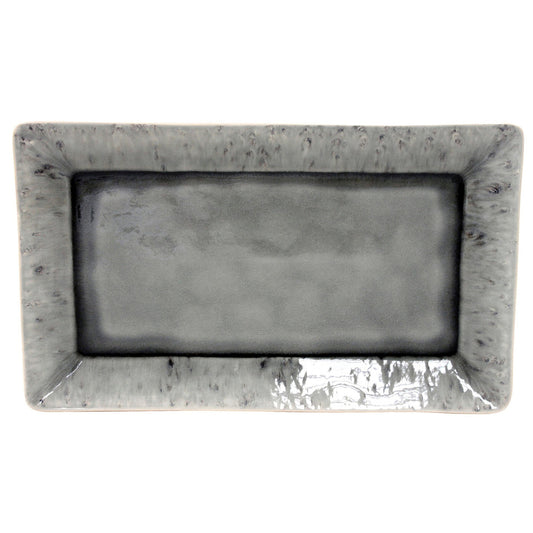 Plato Rectangular Madeira 40 cm Gris