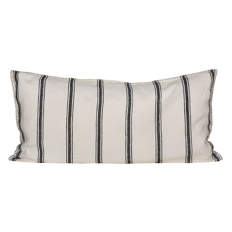 Funda Cojín Lino Niza Marfil/Negro 55x110 cm