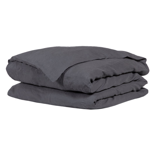 Funda de plumón Lino Gris Granito con fundas de almohadas