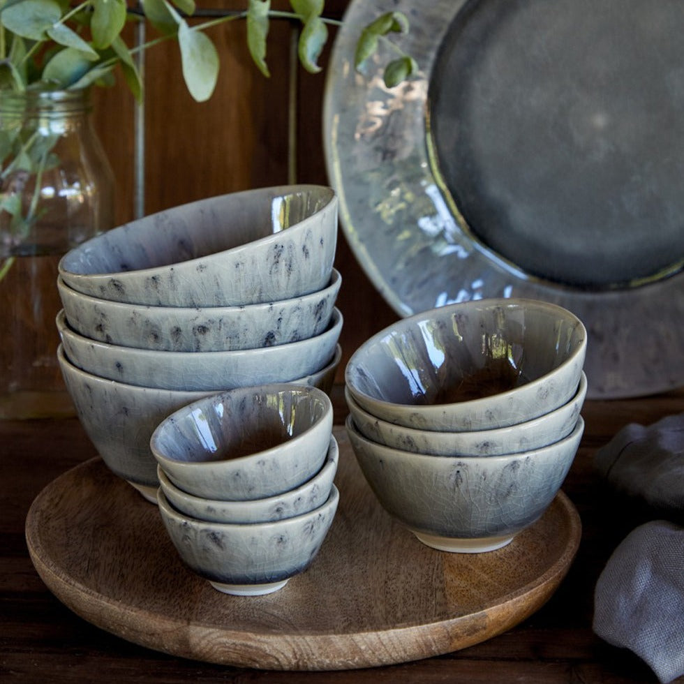 6 Bowls Fruta Madeira 12 cm Gris