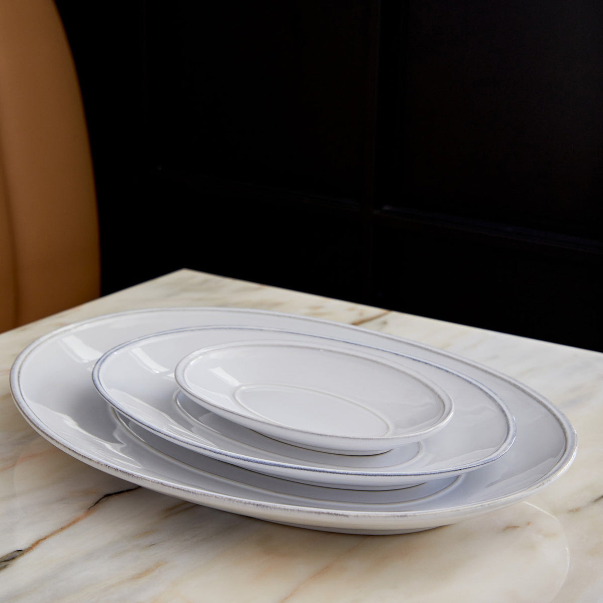Plato Ovalado Friso 20 cm Blanco