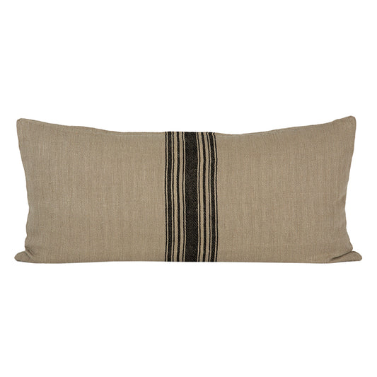 Funda Cojín Lino Amiens Natural/Negro 55x110 cm